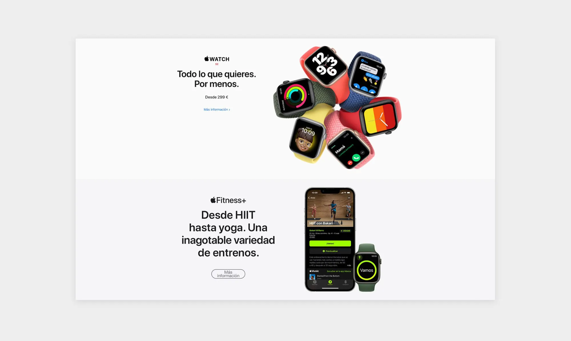 Página web destinada a la promoción del Apple Watch