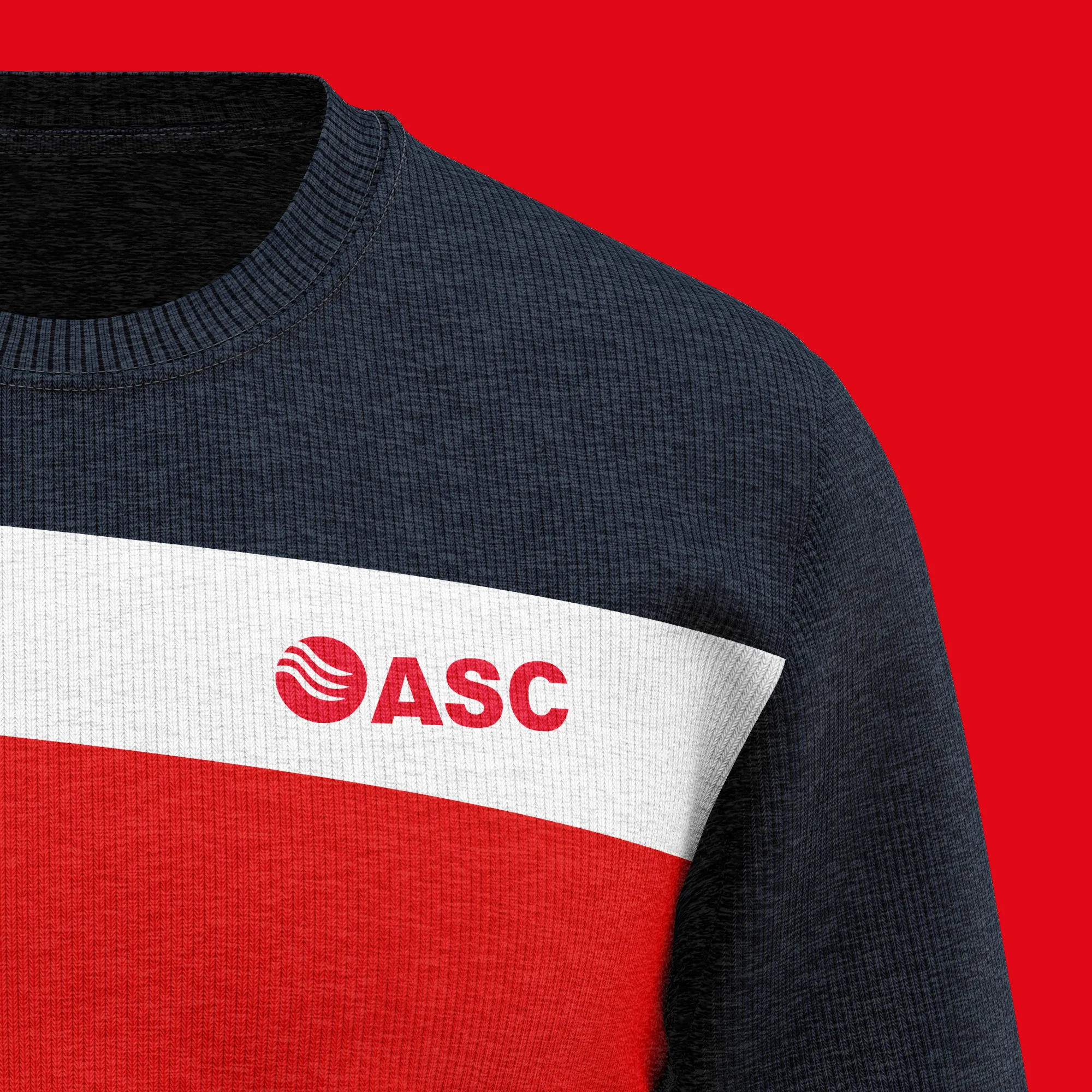 Jersey con colores corporativos y logotipo ASC